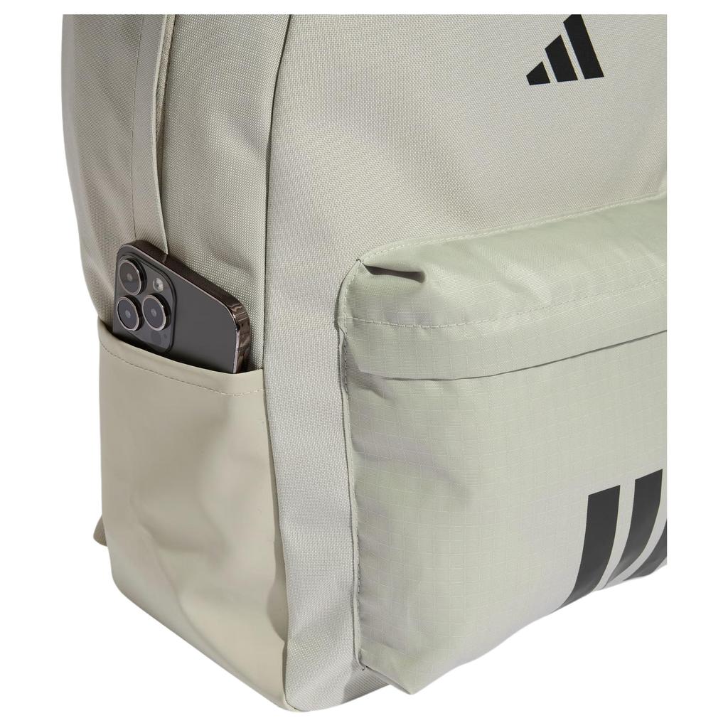 adidas Спортивный рюкзак 3 полоски, однотонная ткань, унисекс, светло-семена кунжута, серый и черный, KQ7967