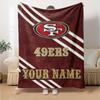 Name Custom San Francisco 49ers Print Flannel Blanket High Quality Warm Comfortable Cover for All Seasons Perfect for Gifts Home Decor