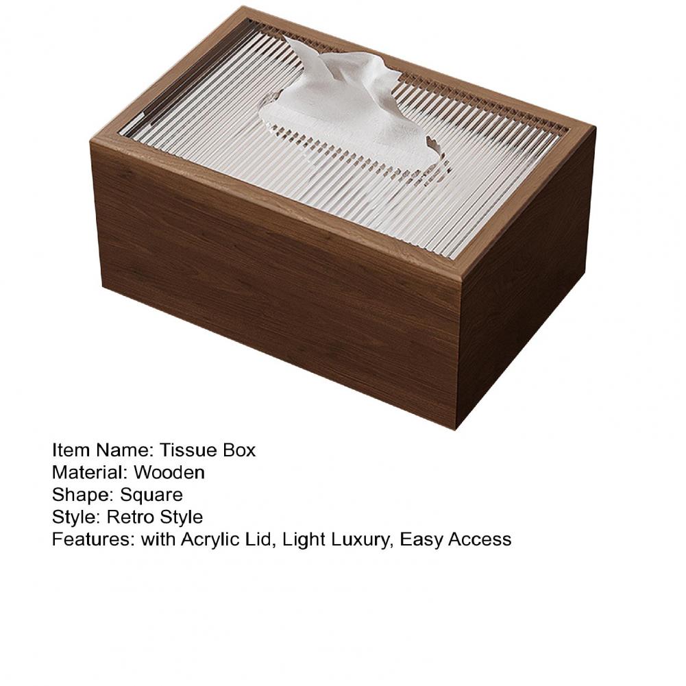 Napkin Holder for Home Chinese Style Wood Tissue Box Light Luxury Desktop Napkin Organizer with Acrylic Lid for Room