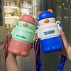 Water Bottle Cartoons Stainless Steel Vacuum Flask Coffee Milk Travel Straw Cup Bear Water Bottle Insulated Thermos