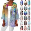 Women's Casual Fashion Retro Printed Lightweight Medium Length Jacket Cardigan