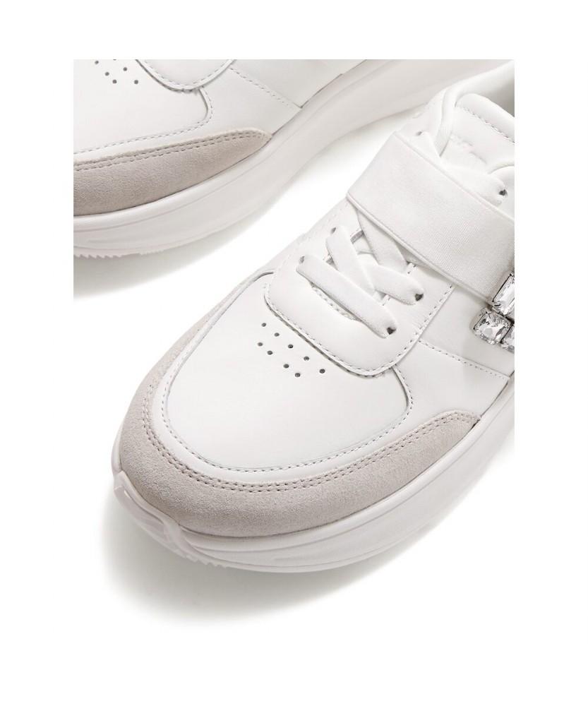 Fitflop Women'S Fmode Crystal Buckle Leather/Suede Sneakers Urban White (Ft61K2N181)