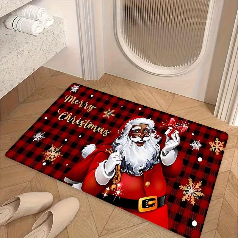 Christmas Snowman Snowflake Entrance Doormat, Soft Non‑Slip Washable Floor Mat, Hallway Xmas Holiday Home Decor