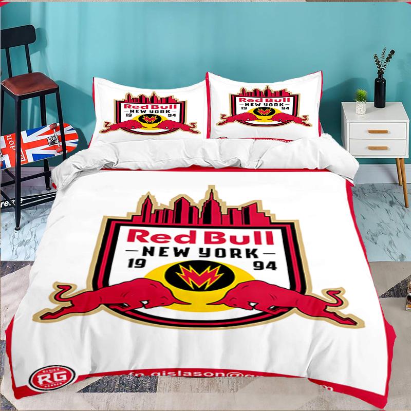3PCS New York Bulls Crest Bedding set,Ideal for1pc Duvet Cover And 2pcs Pillowcases Perfect for Christmas gift,Ideal for Bedroom, Dormitory