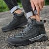 New Brand Men's Cowhide Winter Style Outdoor Comfortable Short Boots Fashionable Men's Anti Slip and Wear-resistant Hiking Shoes