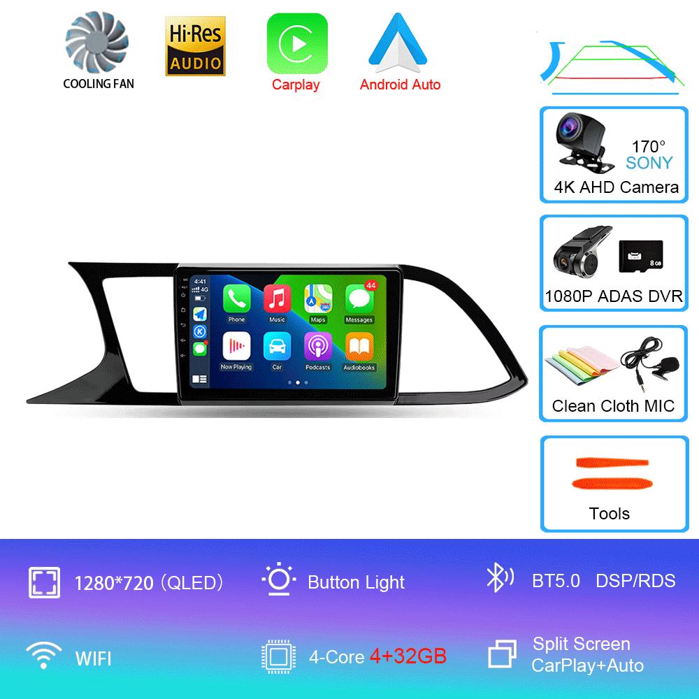 Автомобильное радио Android 14 Carplay для Seat Leon 3 2012 2013 2014 2015 - 2020 Навигация GPS Мультимедийный проигрыватель стерео Wi-Fi+4G Auto BT