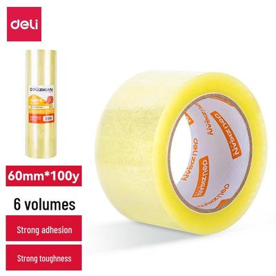 Клейкая лента для запечатывания коробок Deli Crown JD659, 60 мм x 100 ярдов, Клейкая упаковочная лента, 6 рулонов