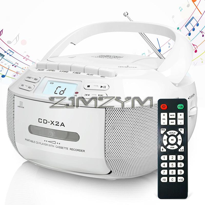 CD Cassette Player Recorder With USB/MP3 And Radios,Portable CD Tape Boombox With Remote Control,AC DC Power