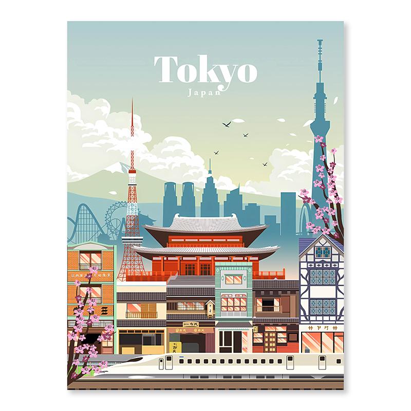 Nordic City Posters Paris London Tokyo Famous Cities Wall Art Canvas Painting Living Room Decorative Paints Picture Home Decor