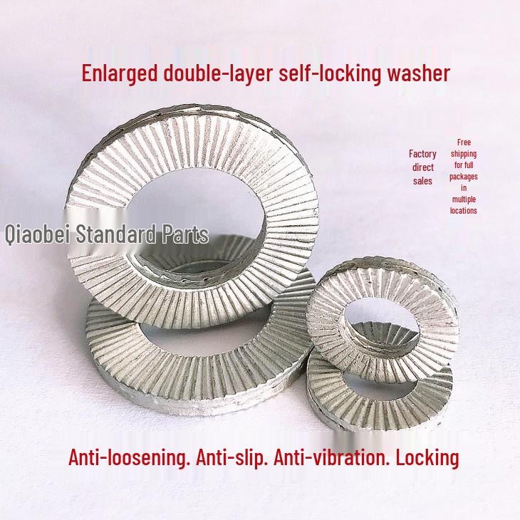 65 Strong Double-Sided Serrated Self-Locking Anti-Slip Washer, Dacromet-Plated, Bonded Double Stack, DIN25201 Standard.