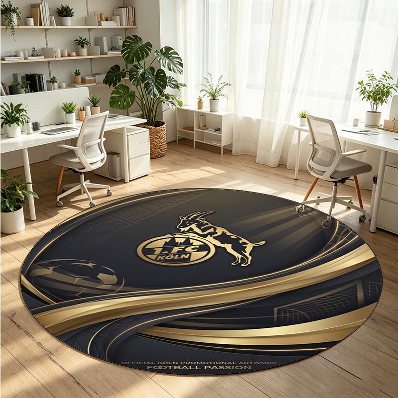 FC Köln Printed Round Crystal Velvet Rug Soft Non Slip Floor Carpet For Bedroom Holiday Gift