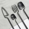 24Pcs Black Cutlery Set Knives Forks Spoon Dinnerware Set 18/10 Stainless Steel Dinner Tableware Set Home Kitchen Silverware Set