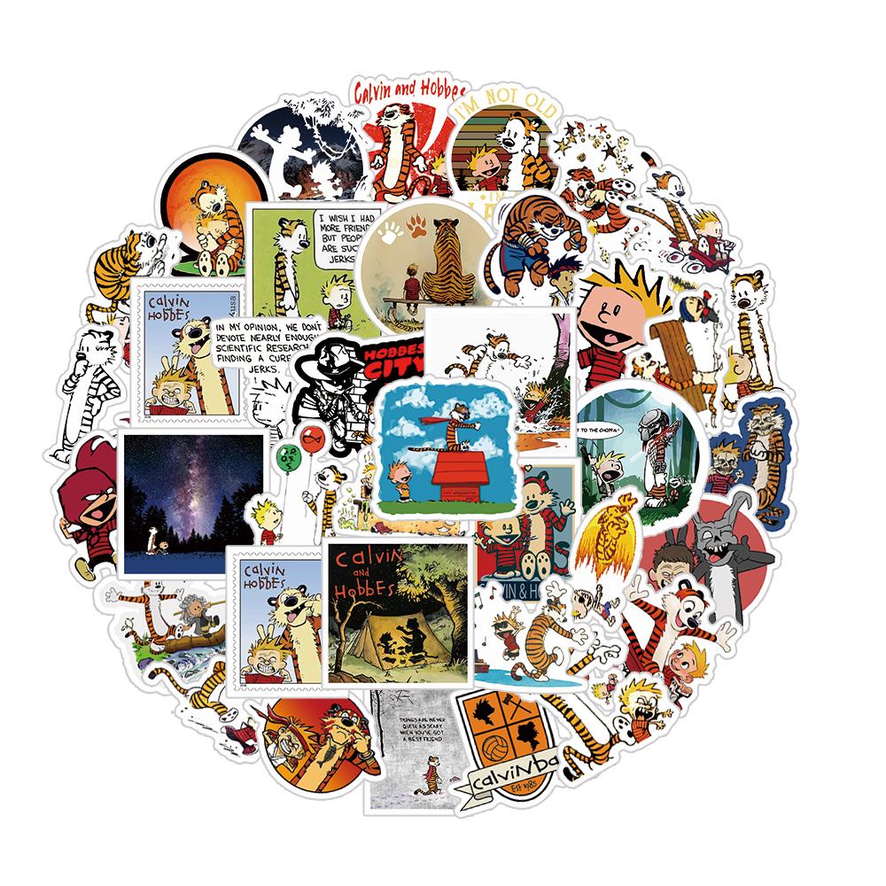 25 шт. Мультяшные аниме-наклейки «Кельвин и Хоббс», игрушки для детских мотоциклов, скейтбордов, телефонов, для DIY-ежедневников, скрапбуков