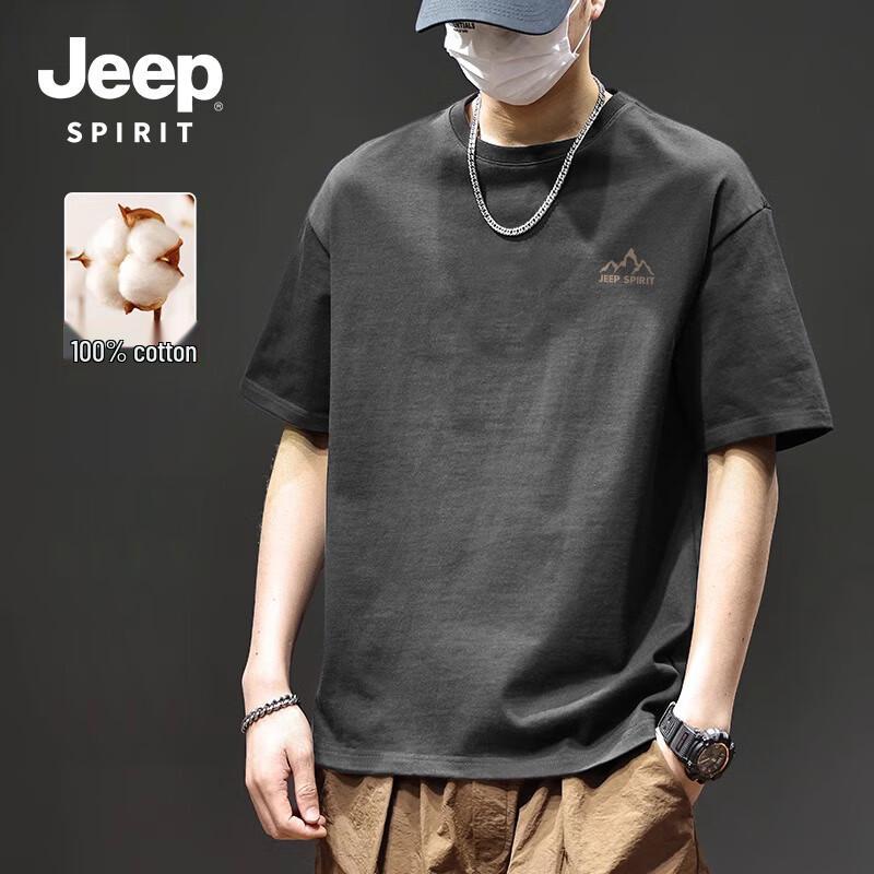 Мужская футболка JEEP SPIRIT из чистого хлопка, тяжелая, свободного кроя, с коротким рукавом