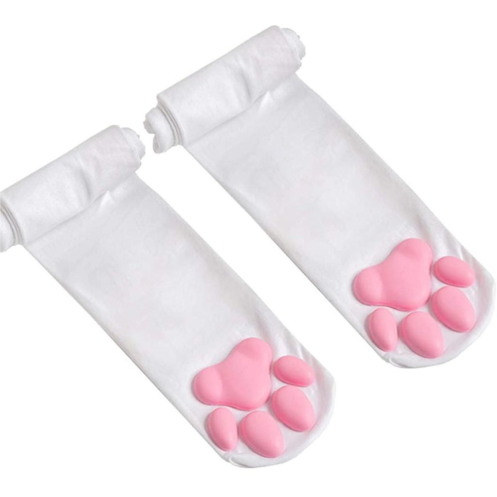 BEA Thigh High Socks Pink Thigh High Socks Cute Cat Paw Pad Socks