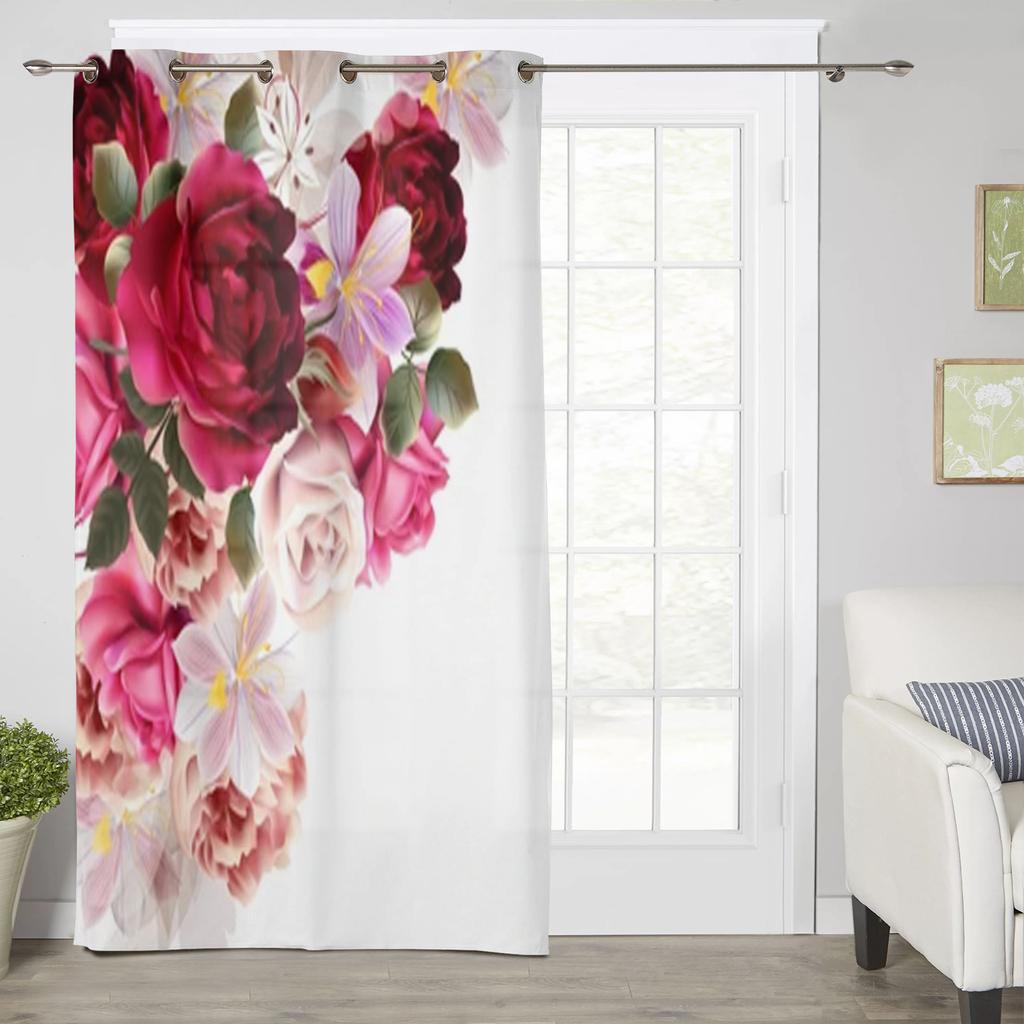 Красивые розы и цветы гиацинта, оконные шторы для гостиной, роскошный декор для спальни, занавески, кухонные оконные занавески
