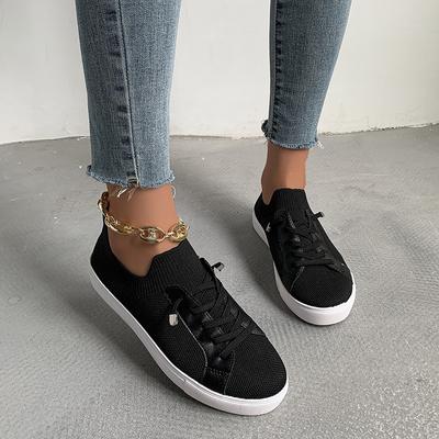 Модная женская обувь больших размеров Вязаные носки Повседневная обувь Удобные осенние Дышащие белые кроссовки Женская вулканизированная обувь 2024 Новинка