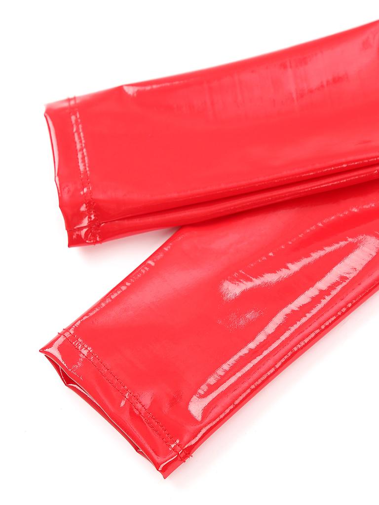 Womens One Piece Long Sleeve Crotchless Jumpsuit Wet Look Patent Leather Zipper Bodysuit Catsuit