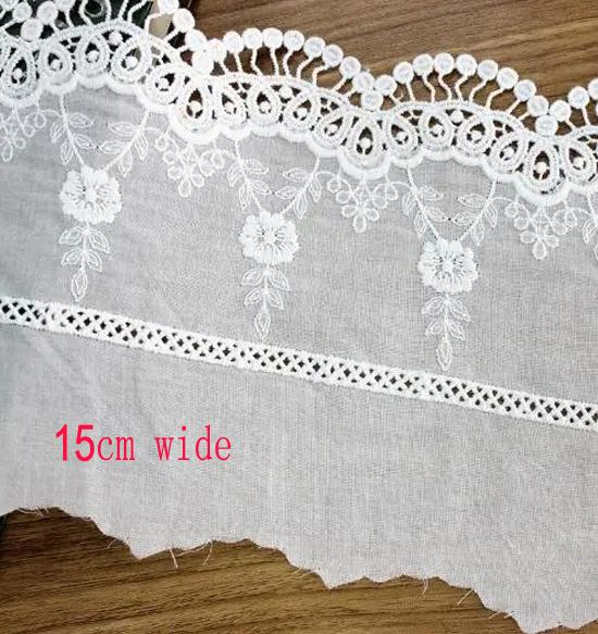 3 ярда/лот, ширина 13-15 см, экологически чистая кружевная ткань из 100% хлопка с вышивкой и волнистым вырезом, кружевная бейка, аксессуары для шитья своими руками