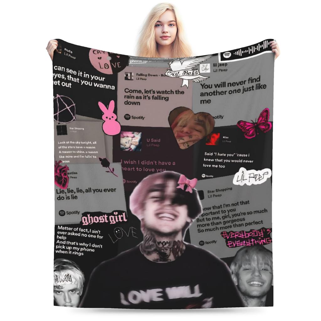 Lil Peep Cool Rapper Blankets Super Soft Velvet Comfortable Present Throw Blanket Plush Thin Quilt