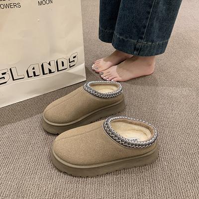 · 2025 зимние сапоги внешняя торговля большой размер бархатный мех теплые толстоподошвенные тапочки подошва маффин без задника хлопковые туфли женские хлопковые сапоги