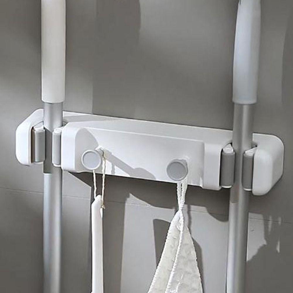 Самоклеящийся держатель для швабры, двухпортовая вешалка для швабры, многофункциональный зажим для швабры для дома