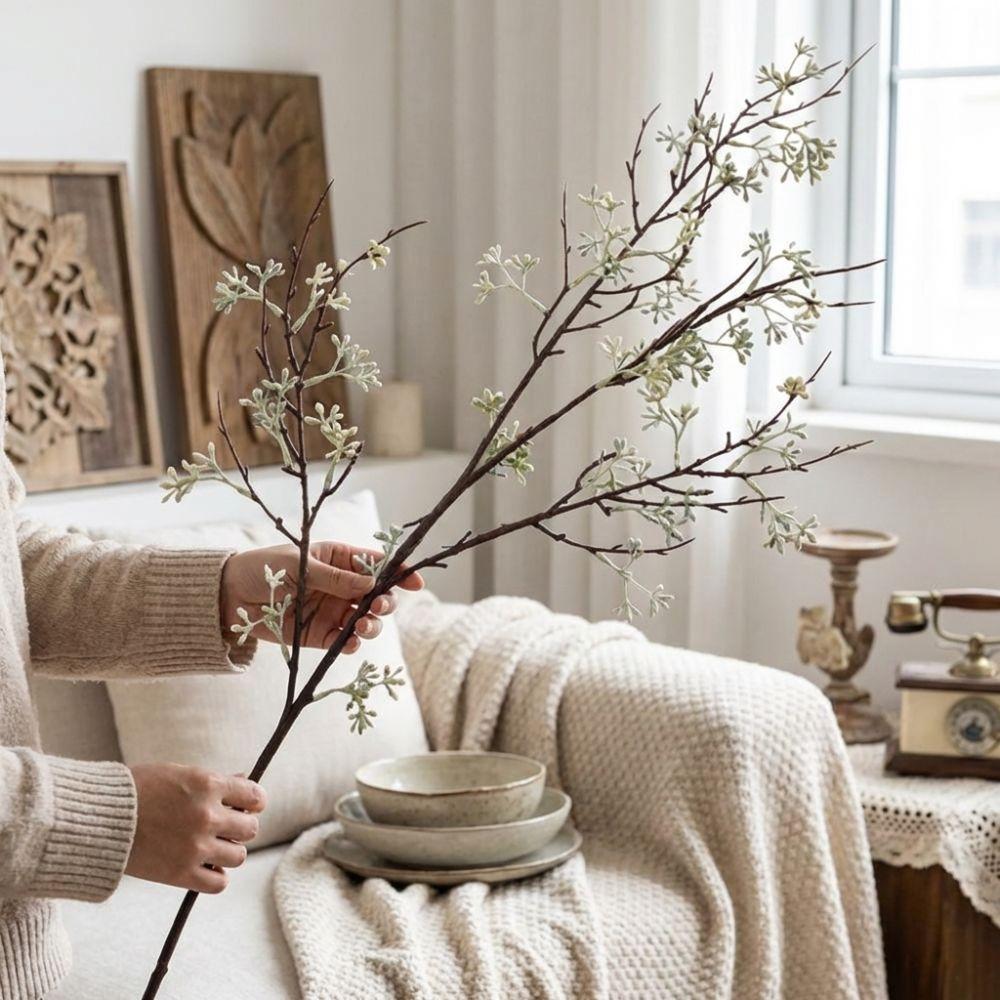 Handmade Artificial Eucalyptus Berries Green Plants Plastic Eucalyptus Nut Branch Floral Arrangement Real Touch Fake Plants
