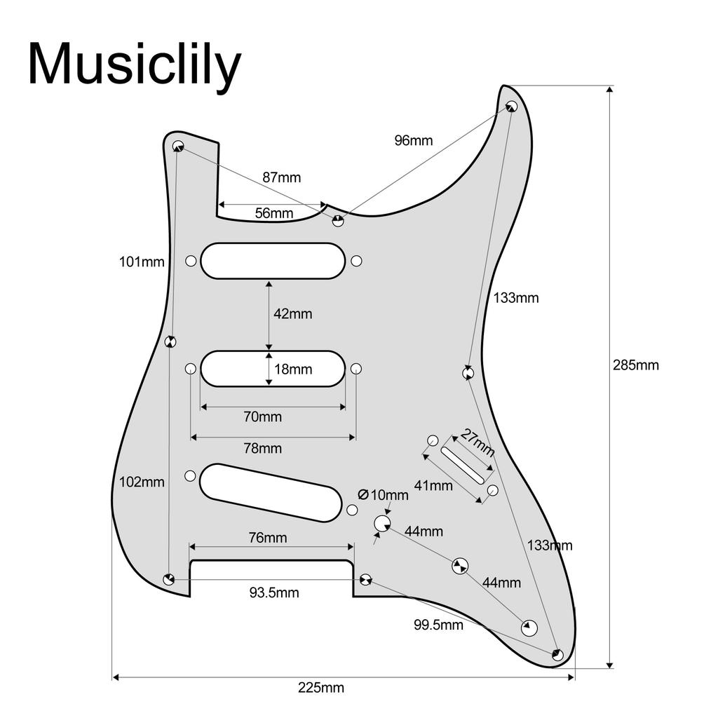 Musiclily Pro 8-Hole ST50's (57) SSS Stratocaster Pickguard for American ST Strat Electric Guitars, 4-Piece White Pearl