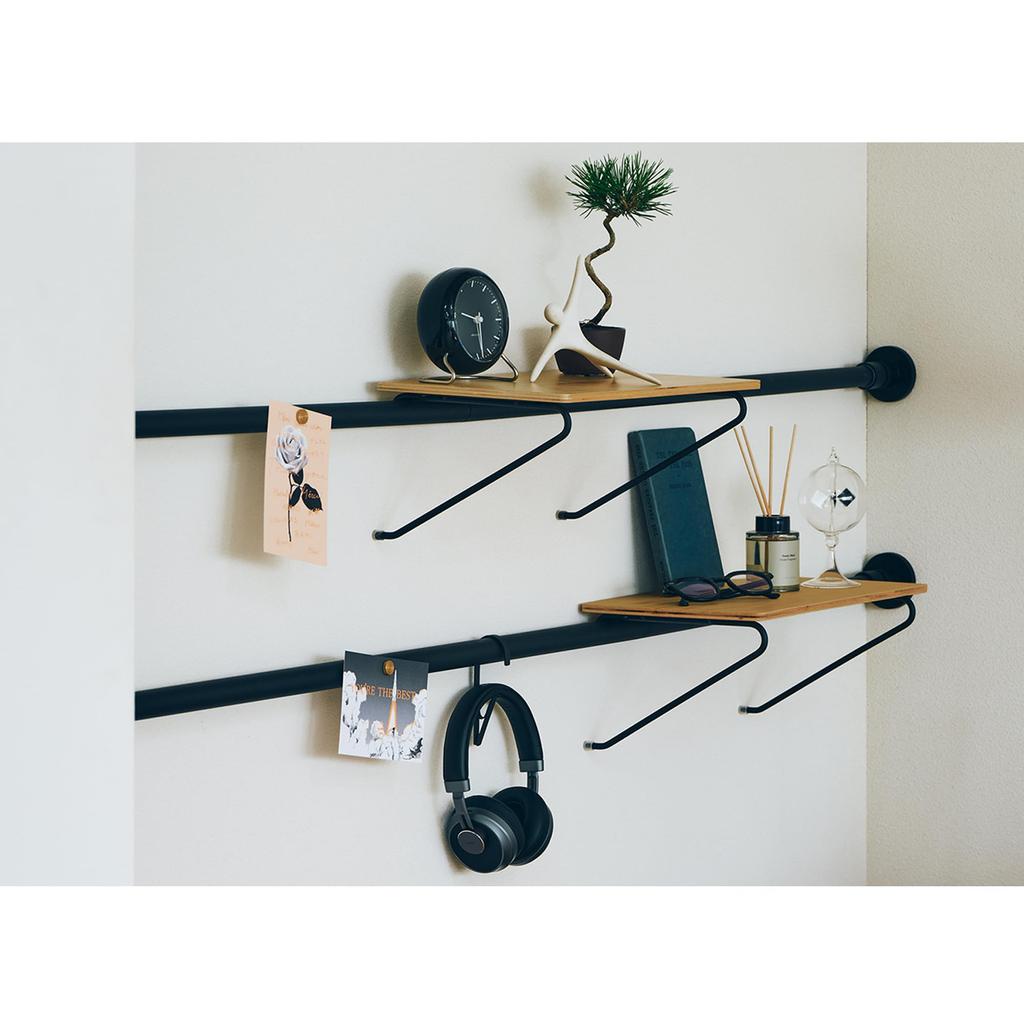 DRAW A LINE 002 Tension Rod B Black (D-B-BK) - Vertical and Horizontal Mounting, 115-190cm Wide, 15-2.5kg Load Capacity