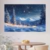 2D Winter Snow Forest Backdrop Starry Night Mountain Christmas Photography Background
