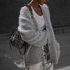 Womens Oversized Knit Cardigan Soft Acrylic Sweater V-Neck Long Sleeve Casual Outerwear Fall 2026