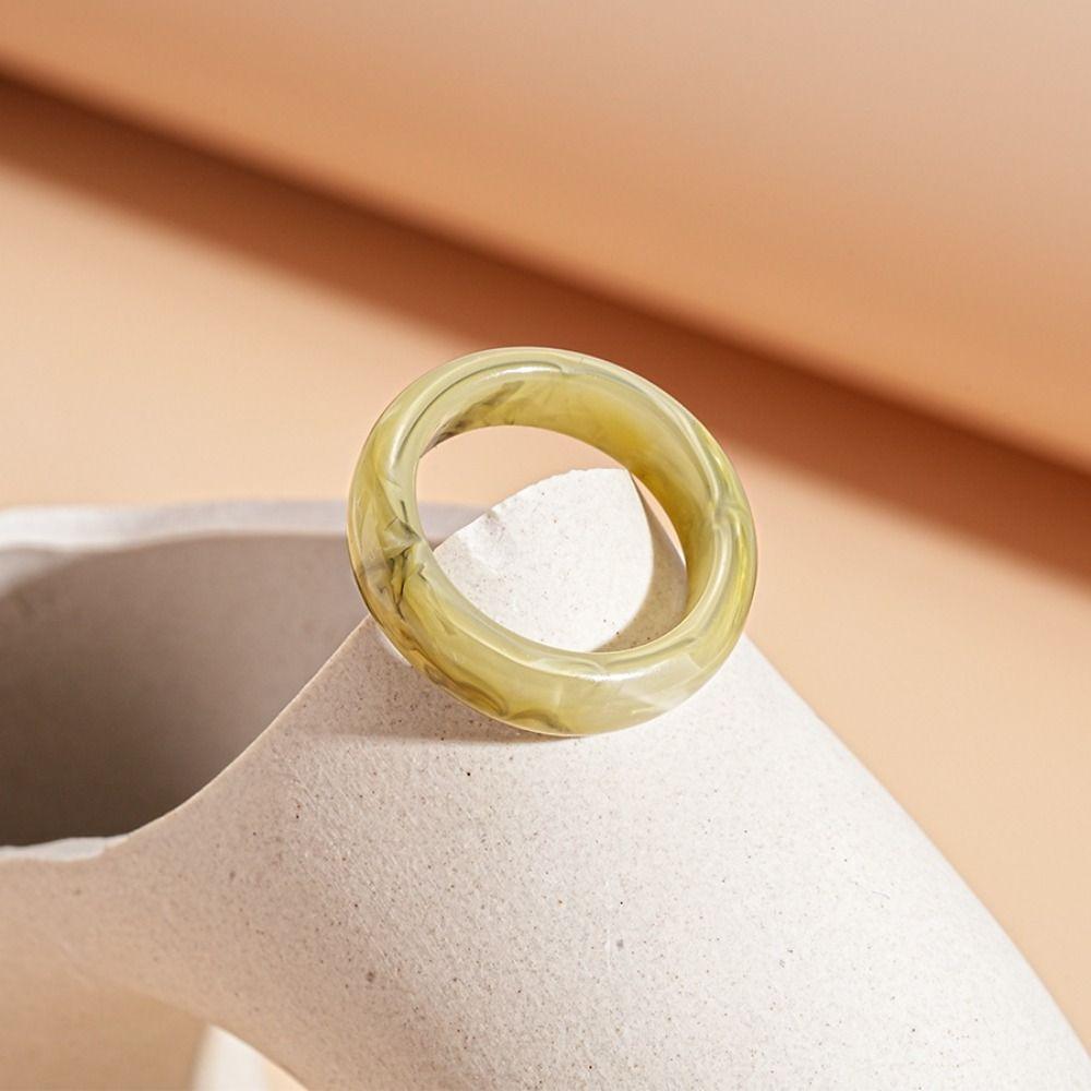 Korean Style Solid Resin Ring Dopamine Geometric Forefinger Ring Candy Color Finger Buckle Girl