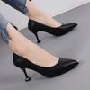 Мягкая кожа тонкие каблуки острый носок высокие каблуки модная обувь для мамы 2025 весна и осень новая дышащая с мелким вырезом туфли-лодочки женская рабочая обувь