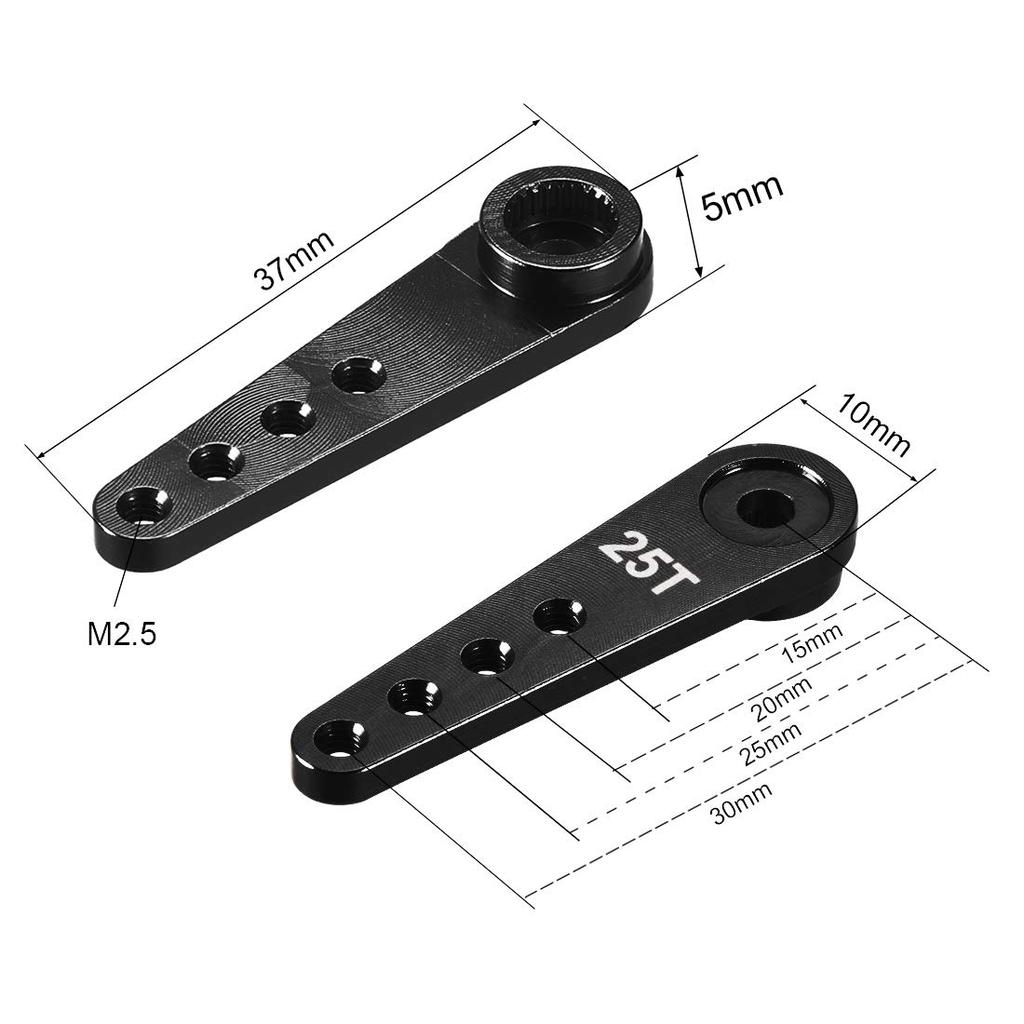 Uxcell Серворука, 25TRC, Алюминиевая, Черная, для Futaba Sabox RC Моделей Автомобилей Лодок, Упаковка 2 шт.