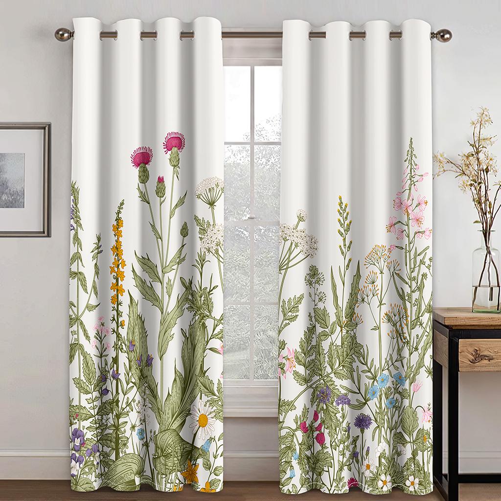 2 шт очаровательные шторы с цветочным принтом бабочки цветочные шторы для спальни гостиной кухни оконные шторы люверсы верхний кортин