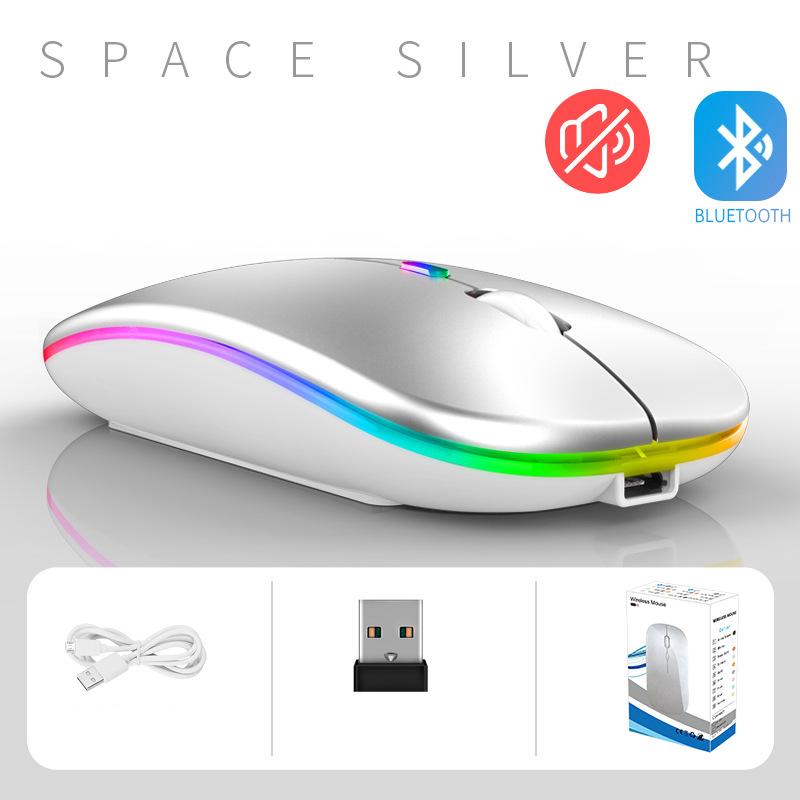 New Bluetooth Dual-mode Wireless Mouse Ultra-thin USB Fiber-optic Luminous Wireless Mouse 2.4G Receiving High-speed Computer Dedicated LM