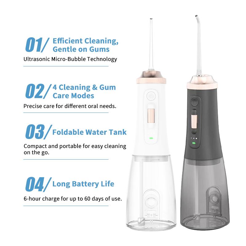 X7 Оральный ирригатор для зубов УФ-ионная нить для чистки зубов IPX7 Водонепроницаемый 4 режима Удаление зубного камня Инструмент для ухода за полостью рта Путешествия