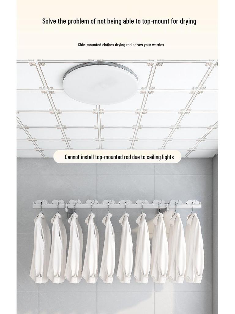 Folding Telescopic Wall-Mounted Clothes Drying Rack for Balcony or Bay Window