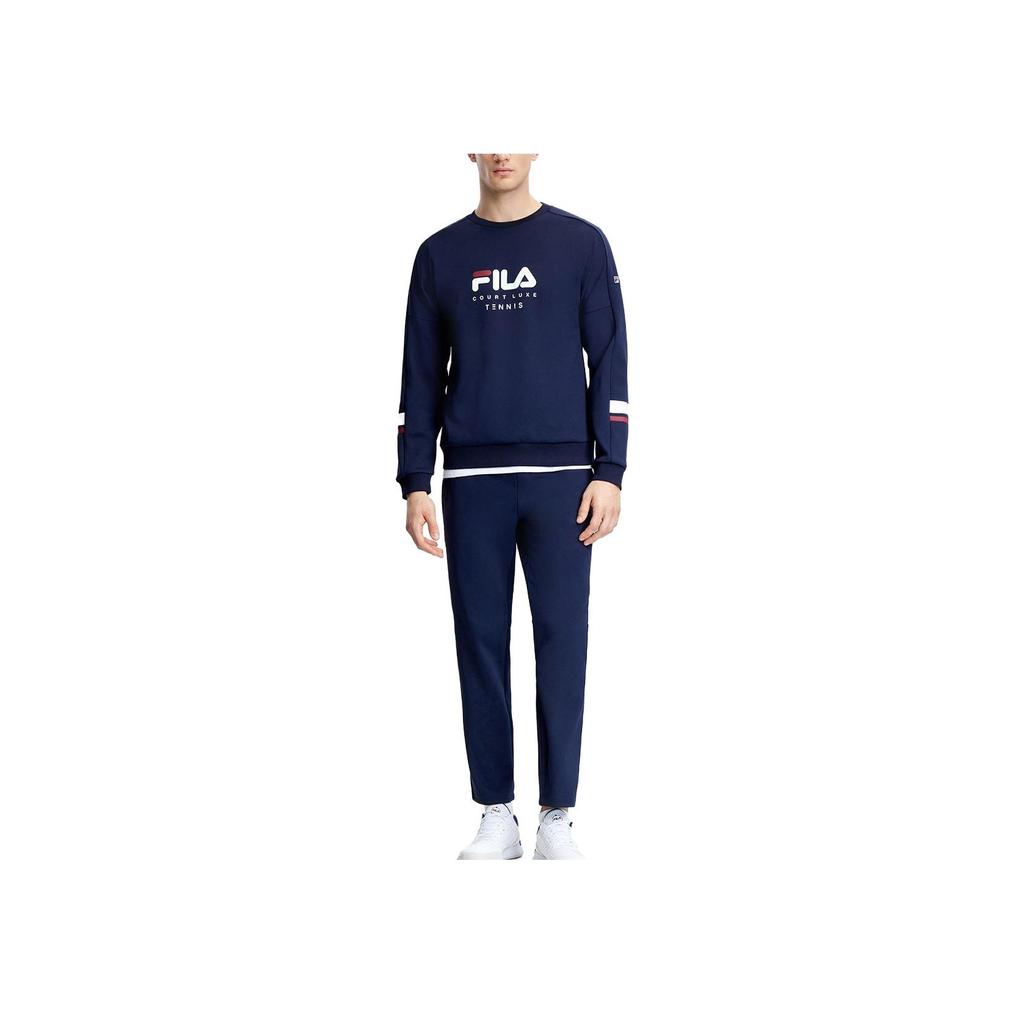 Fila Теплый Дышащий Прочный Свитшот с Круглым Вырезом с Длинным Рукавом Мужские Топы Темно-Синий A11M333203F