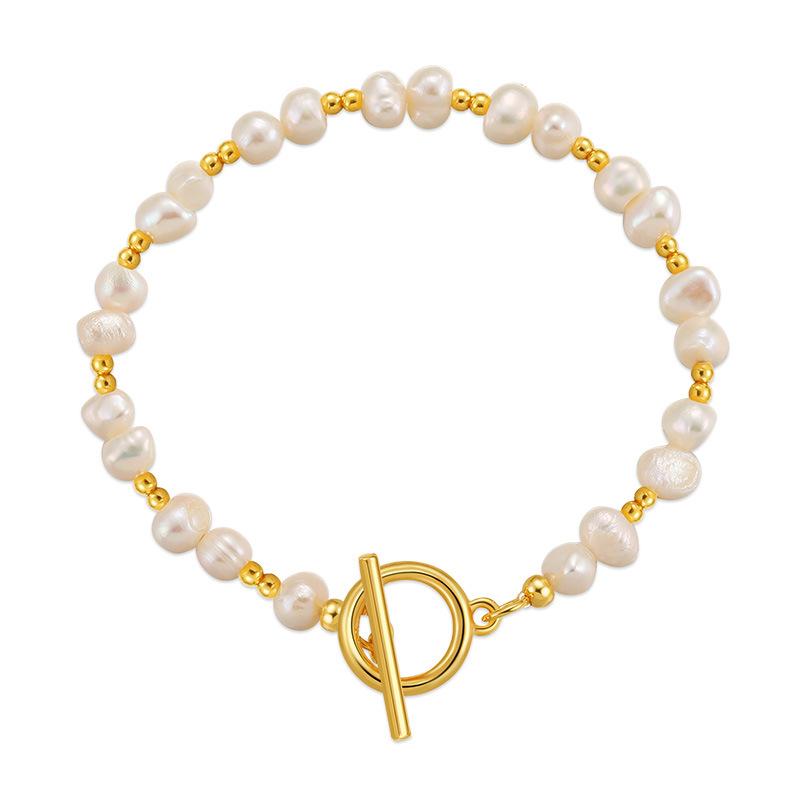 Bohemian Irregular Natural Freshwater Pearls Bracelet for Women Girls Boho Stainless Steel Rust Proof Bangle Party Jewelry Gifts