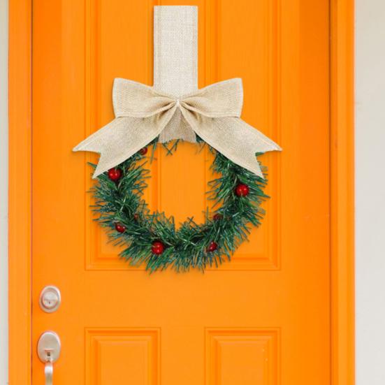 Рождественский венок на кухонный шкаф с лентой, маленький венок с красными ягодами на окно с бантом для украшения фермерского дома, входной двери, рождественской вечеринки