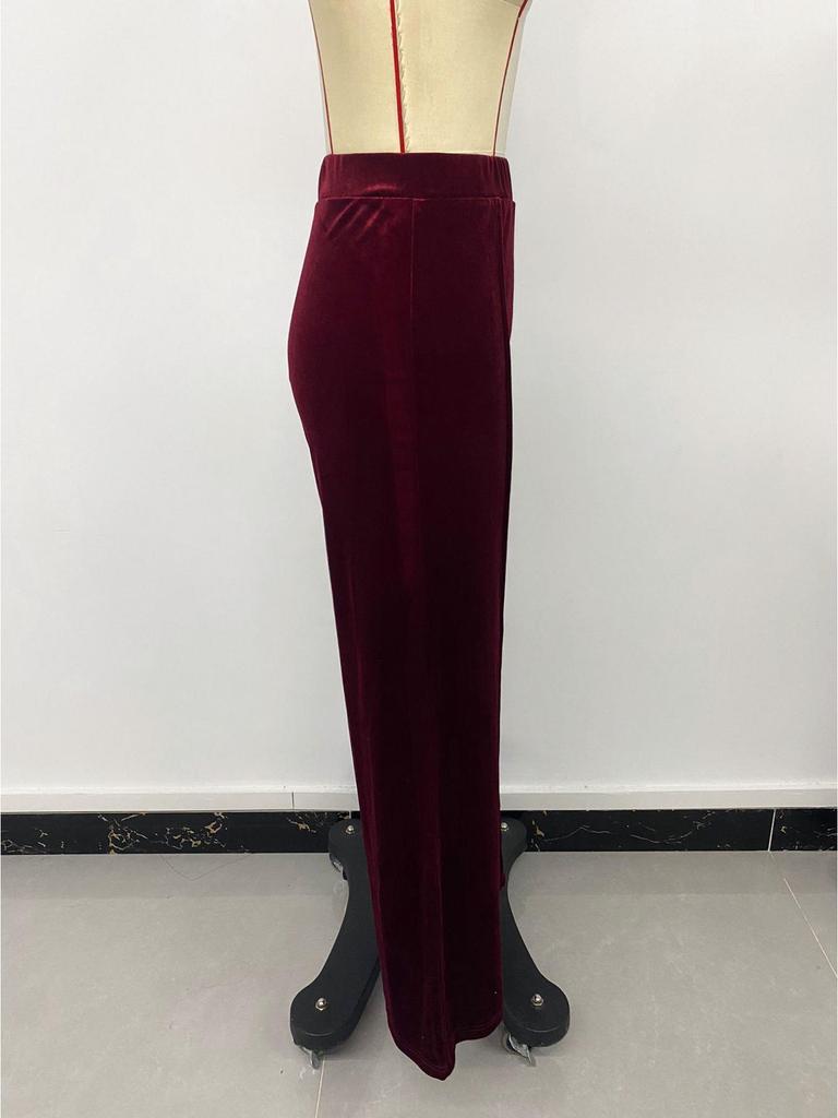 Летние европейские и американские бархатные брюки с высокой посадкой и широкими штанинами для женщин