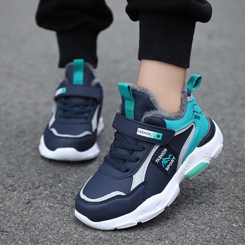 Детские теплые зимние сапоги. Детская зимняя хлопчатобумажная обувь. Нескользящие теплые плюшевые сапоги на открытом воздухе. Теплая меховая обувь с высоким берцем. Водонепроницаемые теплые кроссовки.