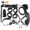 Bondage Set BDSM Kits Exotic Sex Toys For Adults Games Leather Handcuffs Whip Gag Nipple Clamps Women Sex Products