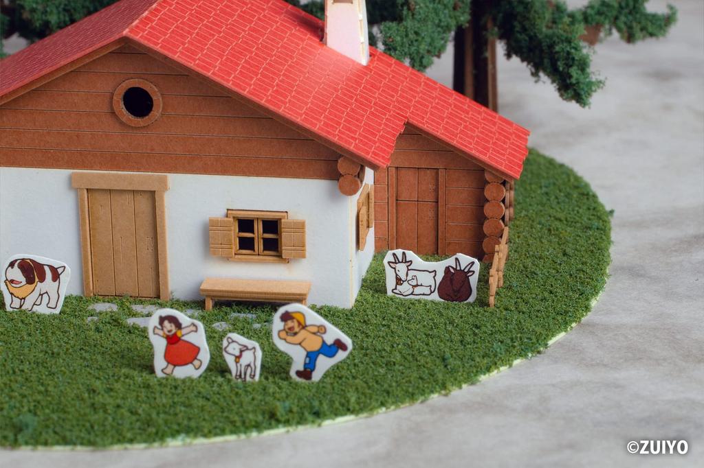 PLUM Anitecture 06 Girl of the Alps House Mountain Scale Paper Craft PP141 Heidi, Heidi's (Alm Hut) 1/150