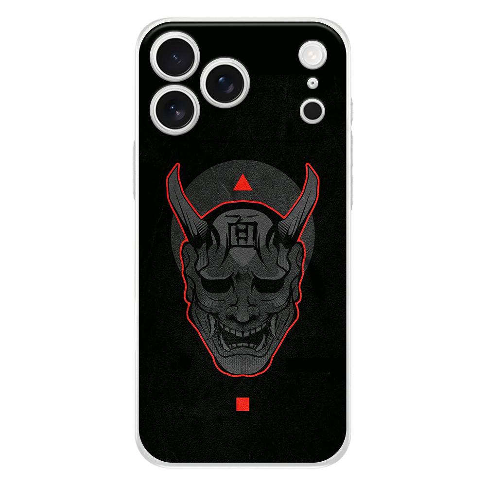 Мягкий чехол для телефона для iPhone 17 Air 16E 16 11 15 14 Pro MAX 12 13 7 8 Plus SE Пасхальный чехол Защита Япония Лицо призрака Самурай
