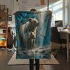 Two Animals on the Wall  Print Flannel Blanket, High quality Comfortable for All Seasons, Home Decor, Warmth and Comfort