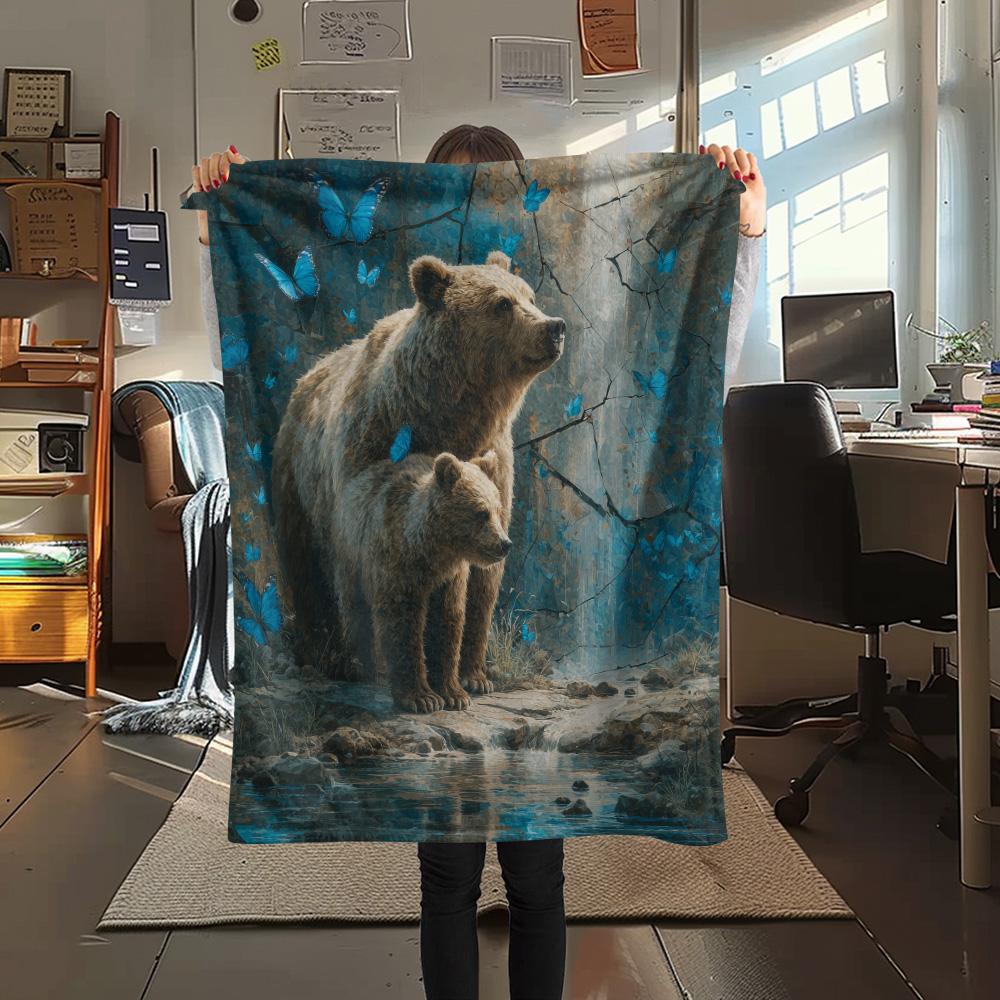 Two Animals on the Wall Print Flannel Blanket, High quality Comfortable for All Seasons, Home Decor, Warmth and Comfort