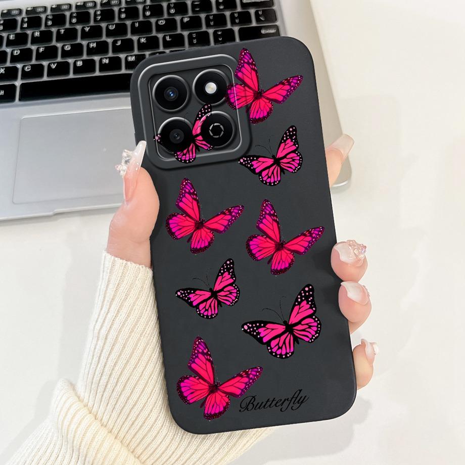 For Honor 200 Smart Case Honor X7C 4G Soft Liquid Silicone Flower Butterfly Bow Shockproof Cover for Honor Play 60 Plus Fundas