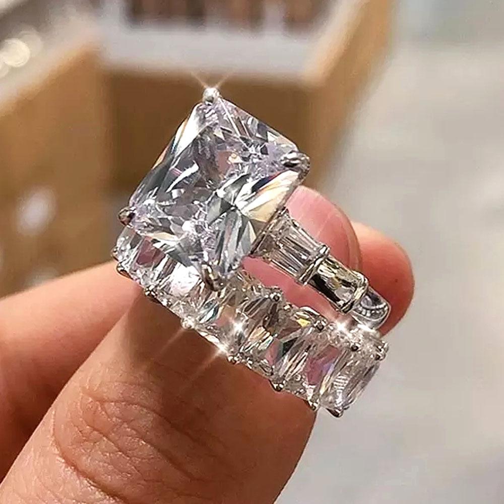 Элегантный набор женских обручальных колец Cao Shi с изумрудной огранкой
